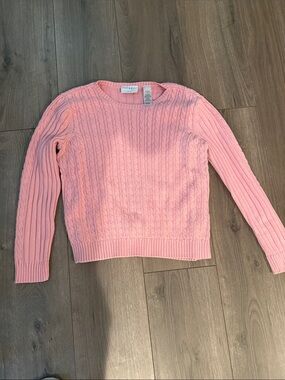Villager Pastel Pink Cable-Knit Crew Sweater